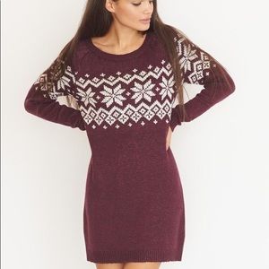 Maroon knit sweater dress
